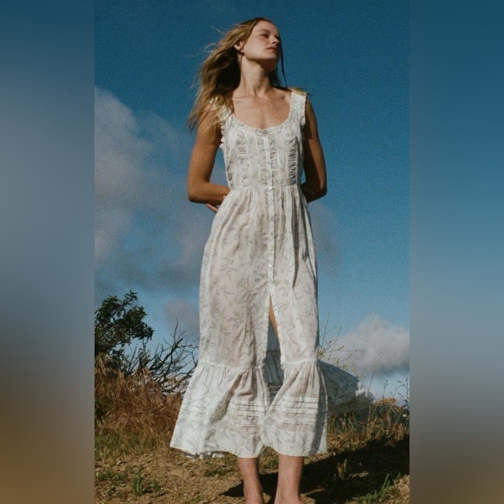 DÔEN Claribelle Dress in Blanc Bluebell XS